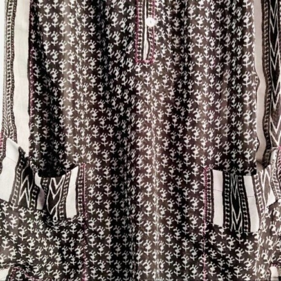 free people Top S Feather in Wind Embellished Sheer Printed Embroidery Sequin - Picture 8 of 13